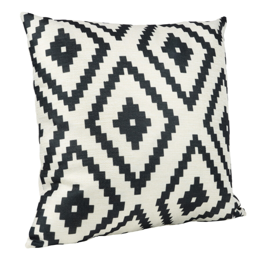 QUVIO Sierkussen met geruit patroon - Gevuld - 45 x 45 cm - Zwart/Beige QUVIO Sierkussen met geruit patroon - Gevuld - 45 x 45 cm - Zwart/Beige afbeelding 1