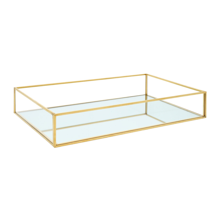 QUVIO Dienblad decoratief - Glas met spiegel - Goud afbeelding 1