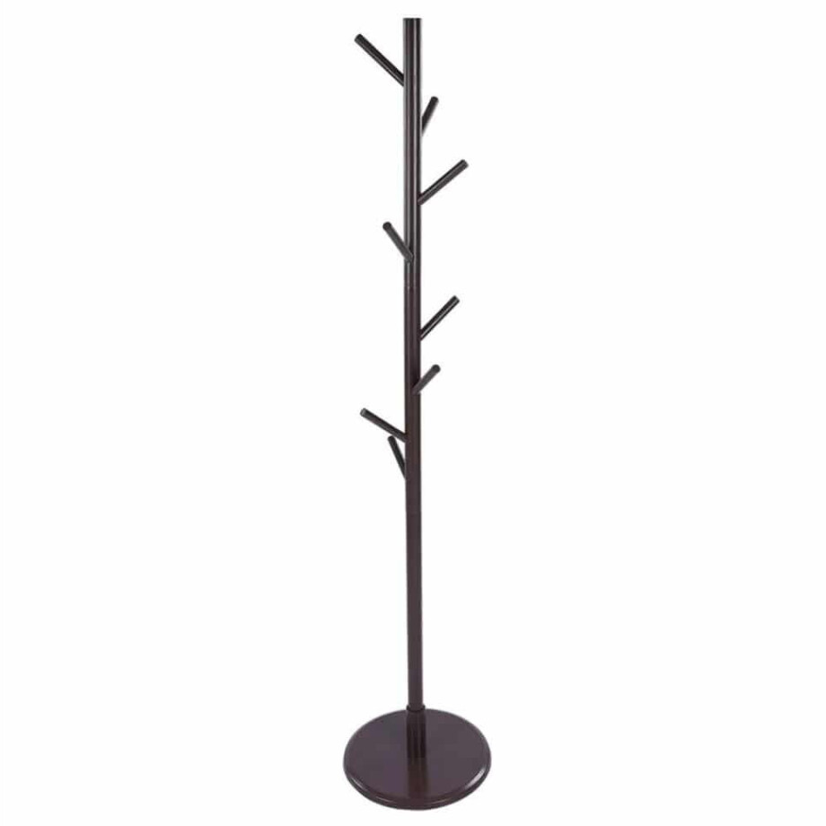 QUVIO Staande kapstok hout - 175 cm hoog - 8 ophanghaken - Bruin afbeelding 1