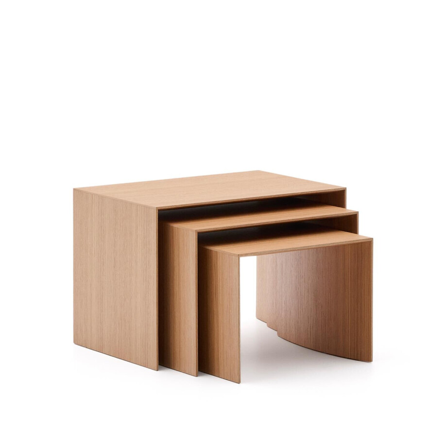 Kave Home Bijzettafel 'Litto' Eiken, Set van 3 stuks, kleur Naturel afbeelding 1