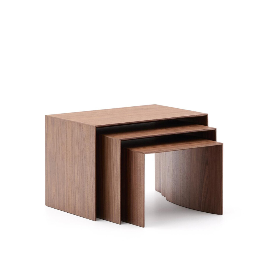 Kave Home Bijzettafel 'Litto' Walnoot, Set van 3 stuks, kleur Bruin afbeelding 1