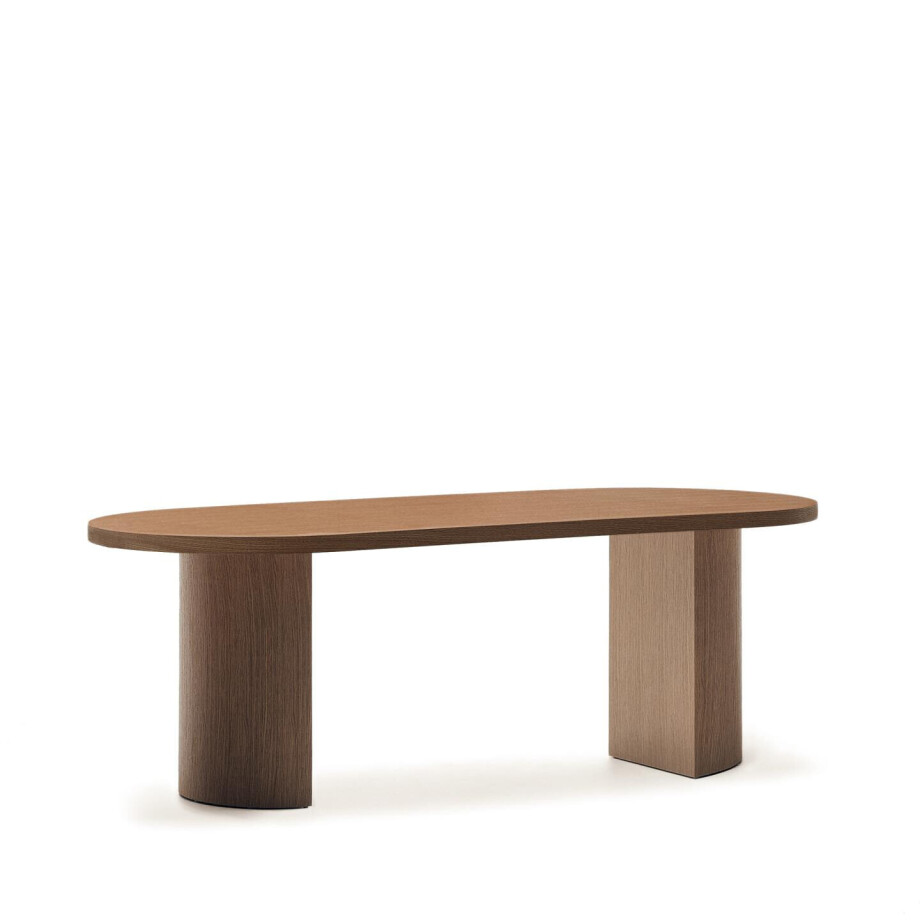 Kave Home Ovale Eettafel 'Nealy' Walnootfineer, 200 x 100cm afbeelding 
