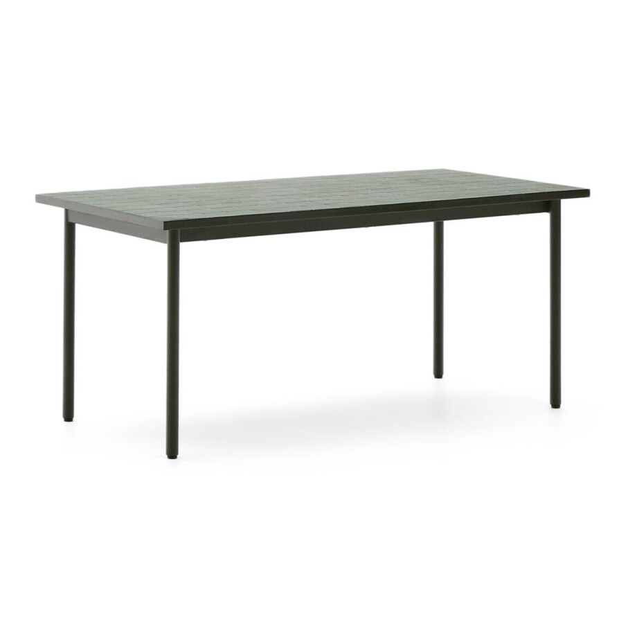 Kave Home Outdoor Eettafel 'Maurina' Cement en staal, 182 x 91cm, kleur Groen afbeelding 1