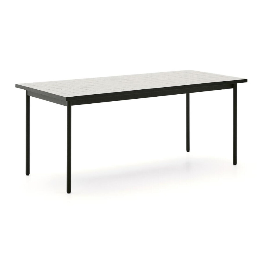 Kave Home Outdoor Eettafel 'Maurina' Cement en staal, 182 x 91cm, kleur Wit Kave Home Outdoor Eettafel 'Maurina' Cement en staal, 182 x 91cm, kleur Wit afbeelding 1
