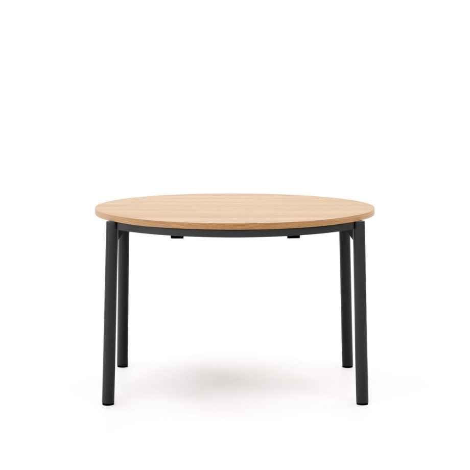 Kave Home Ronde Uitschuifbare Eettafel 'Montuiri' Eiken, 120 - 200 x 120cm, kleur Zwart afbeelding 1