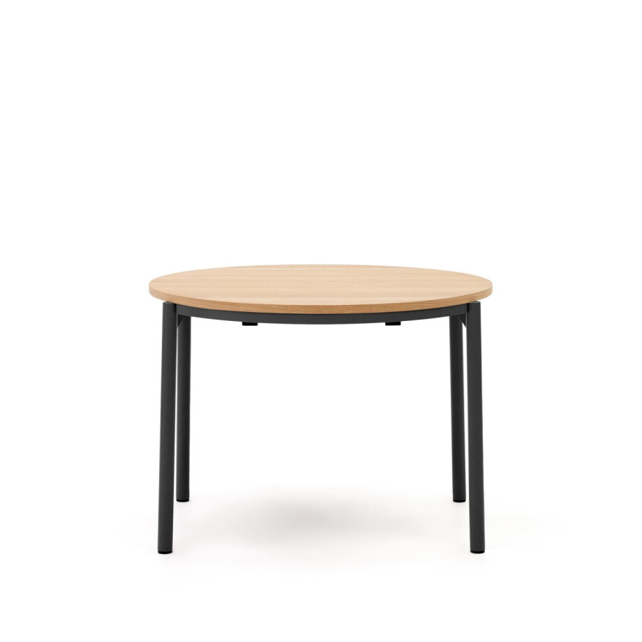 Kave Home Uitschuifbare Ronde Eettafel 'Montuiri' 90-170 x 90cm, kleur Naturel/Zwart afbeelding 1