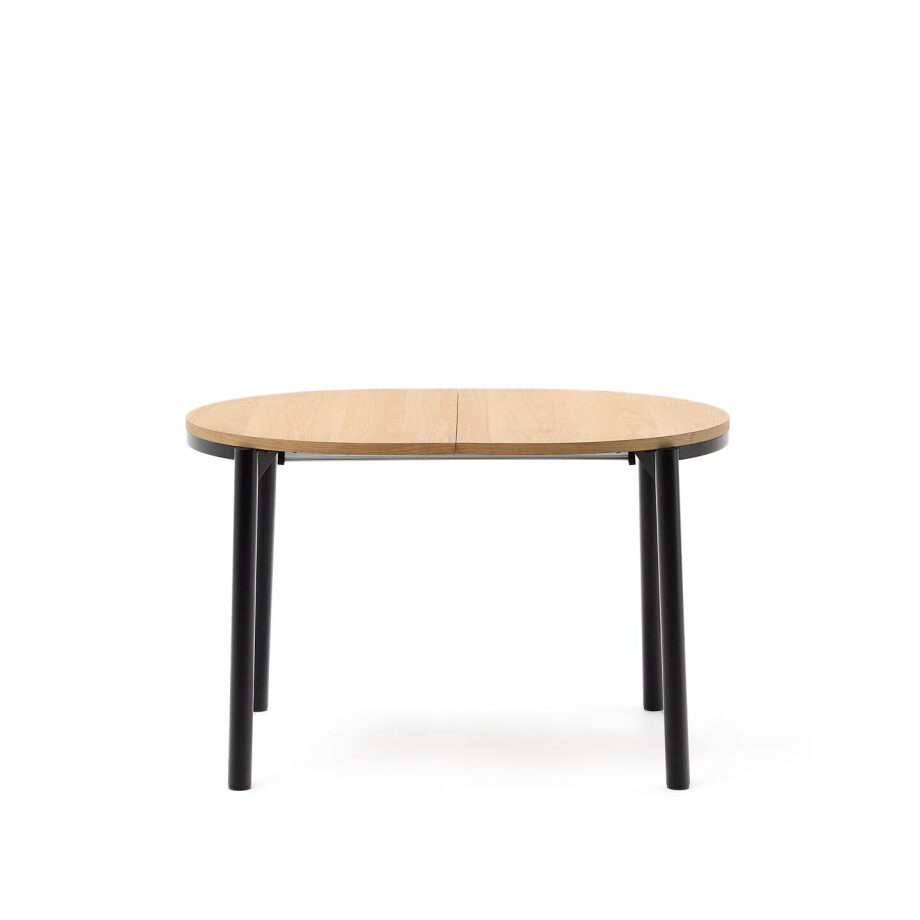 Kave Home Uitschuifbare Ovale Eettafel 'Montuiri' 120-200 x 90cm, kleur Naturel/Zwart afbeelding 1