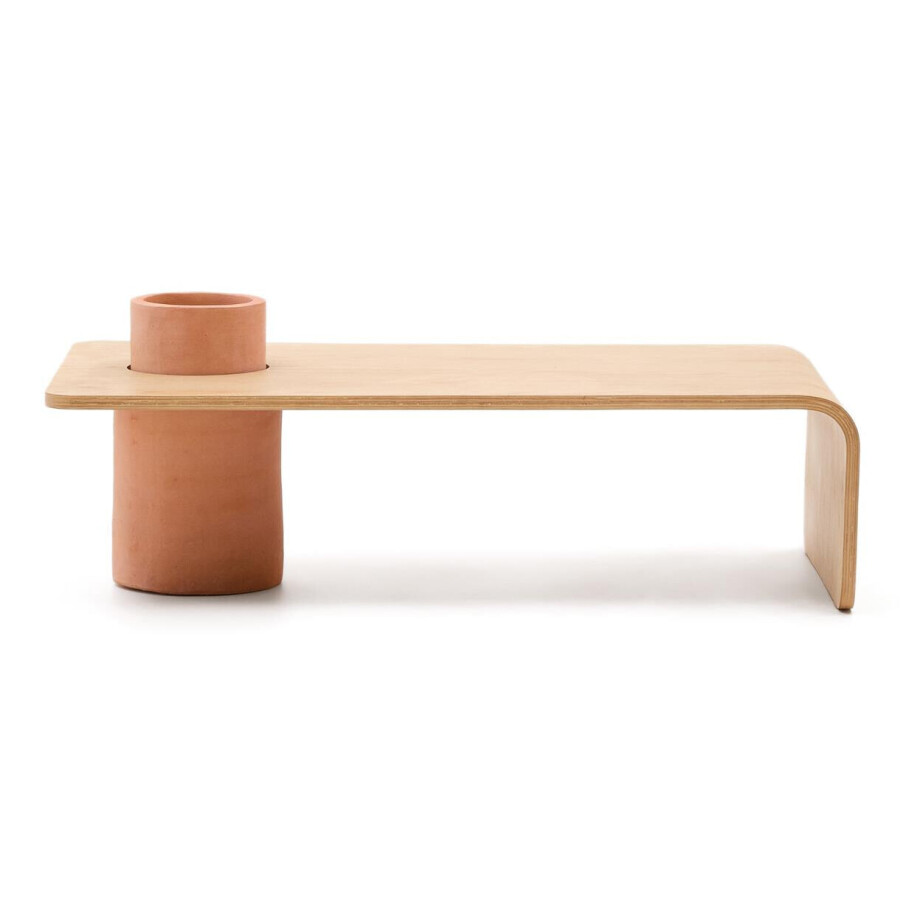 Kave Home Salontafel 'Olaria' Terracotta en eiken, 110 x 60cm Kave Home Salontafel 'Olaria' Terracotta en eiken, 110 x 60cm afbeelding