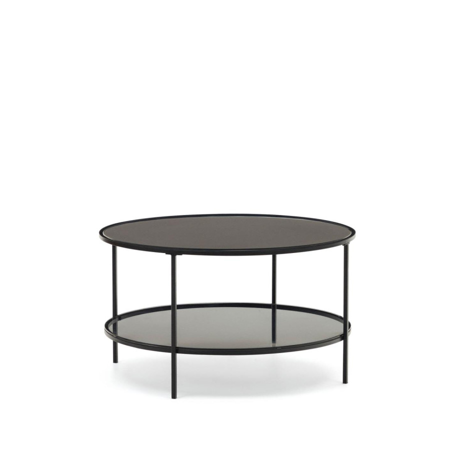 Kave Home Ronde Salontafel 'Gilda' Glas en Metaal, 80cm afbeelding 1