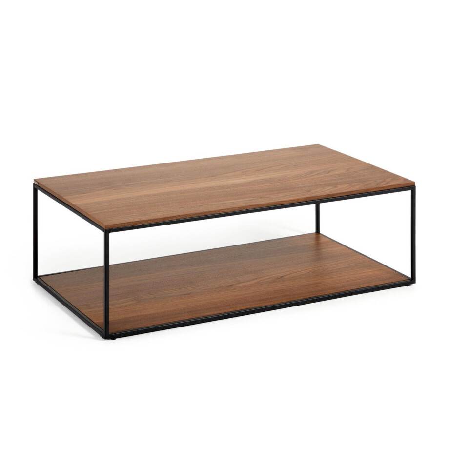 Kave Home Salontafel 'Yoana' Walnoot en metaal, 110 x 60cm Kave Home Salontafel 'Yoana' Walnoot en metaal, 110 x 60cm afbeelding