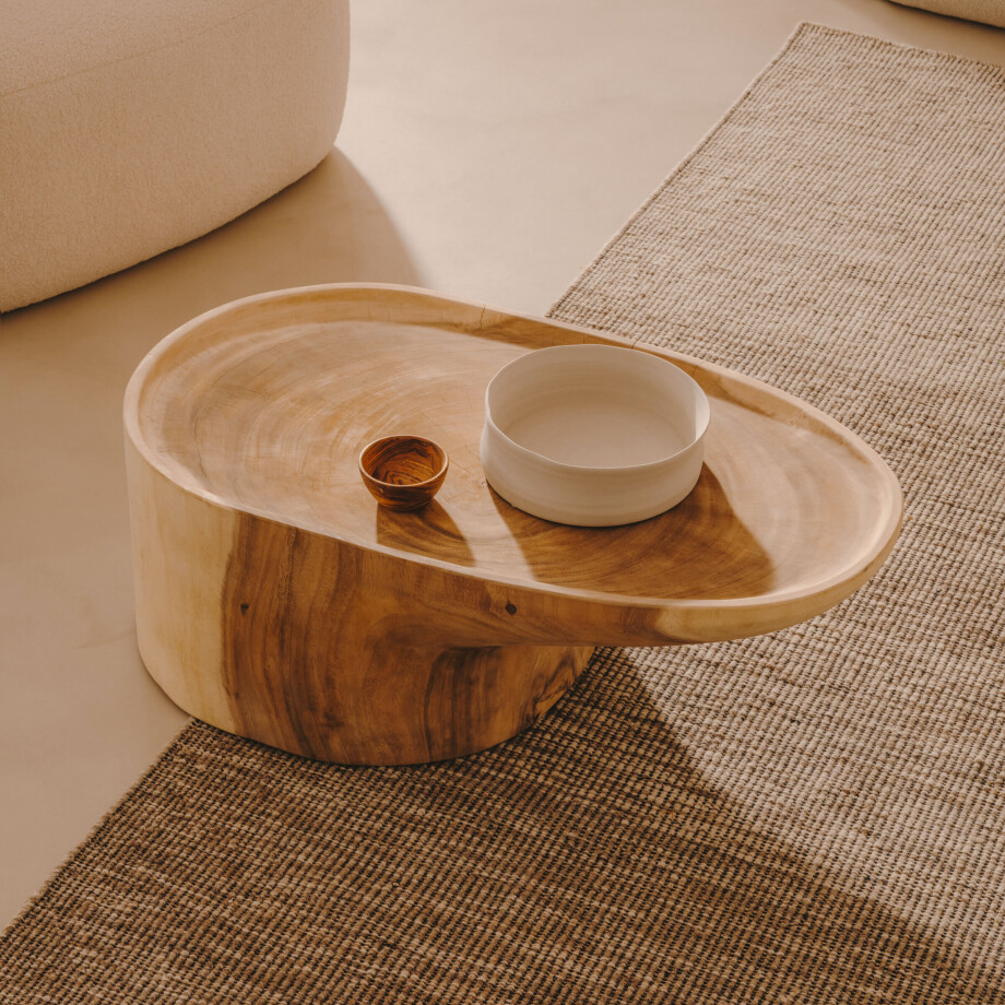 Kave Home Salontafel 'Mosi' Mungurhout, 90 x 50cm afbeelding 1