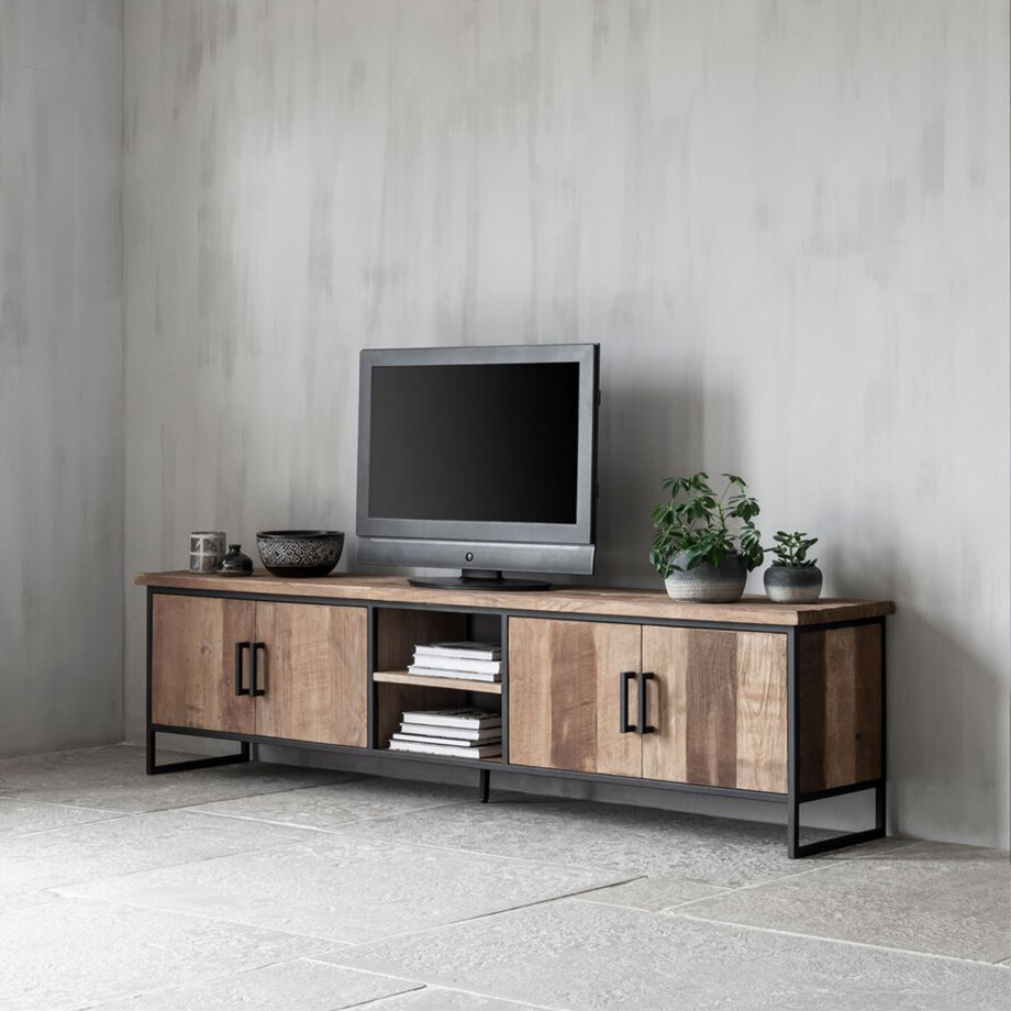 DTP Home TV-meubel 'Beam' Teakhout, 220cm, kleur Naturel afbeelding 1