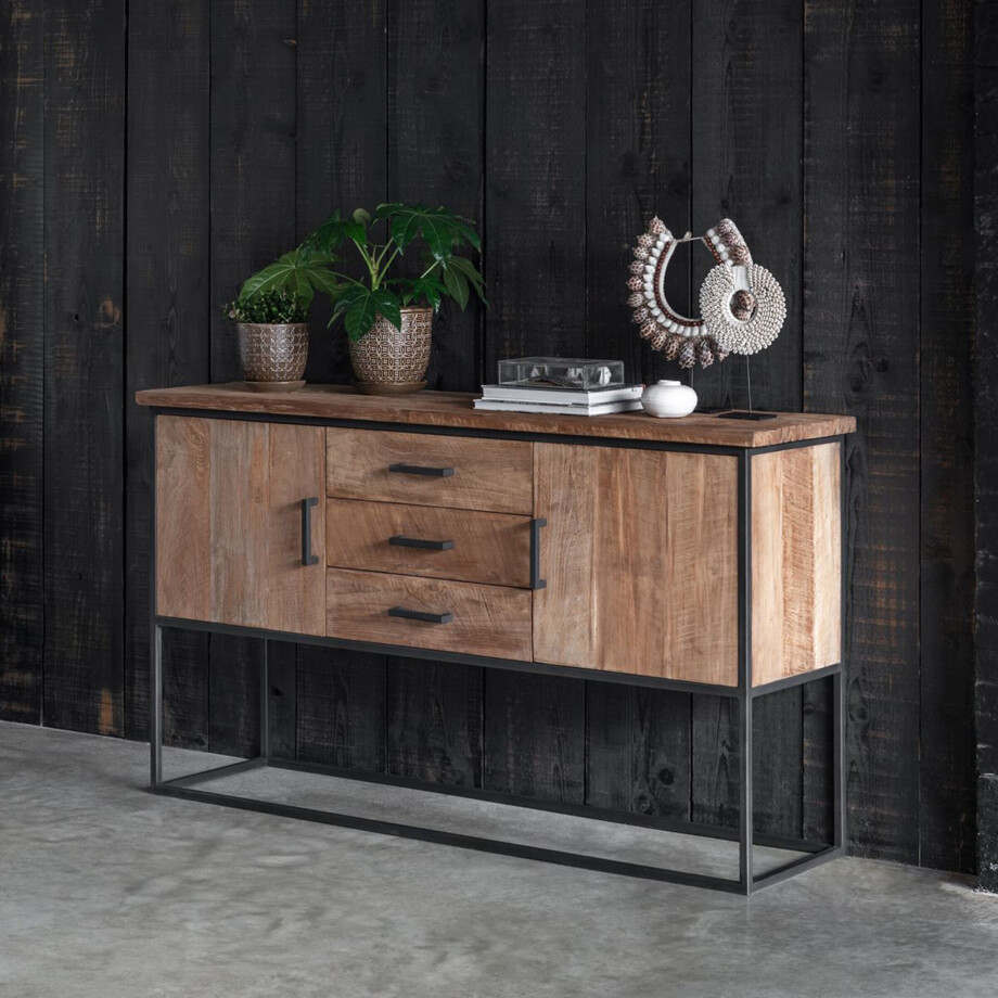 DTP Home Dressoir 'Beam' Teakhout, 158cm, kleur Naturel DTP Home Dressoir 'Beam' Teakhout, 158cm, kleur Naturel afbeelding 1