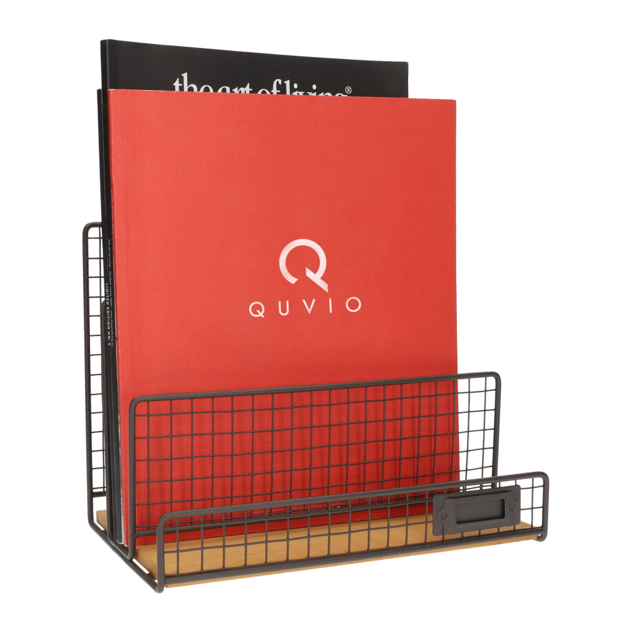 QUVIO Tijdschriftenrek staand - Metaal en hout QUVIO Tijdschriftenrek staand - Metaal en hout afbeelding 1