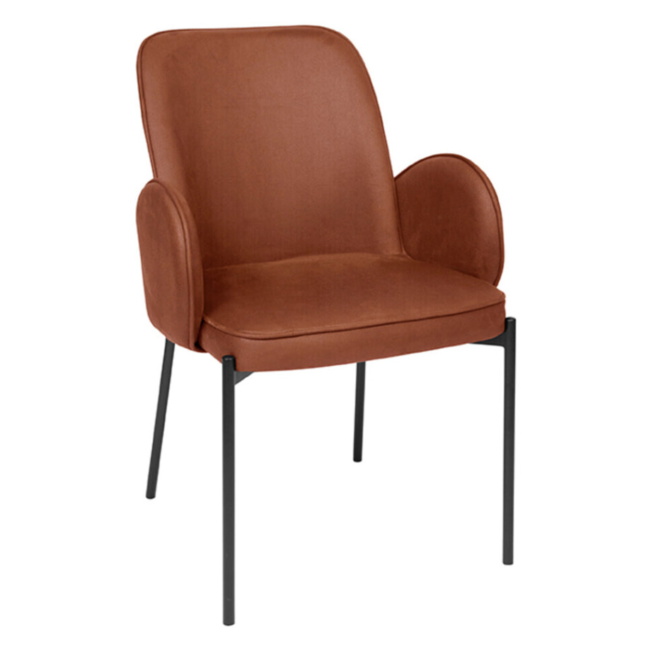 LABEL51 Eetkamerstoel 'Jari' Microfiber, kleur Cognac afbeelding 1