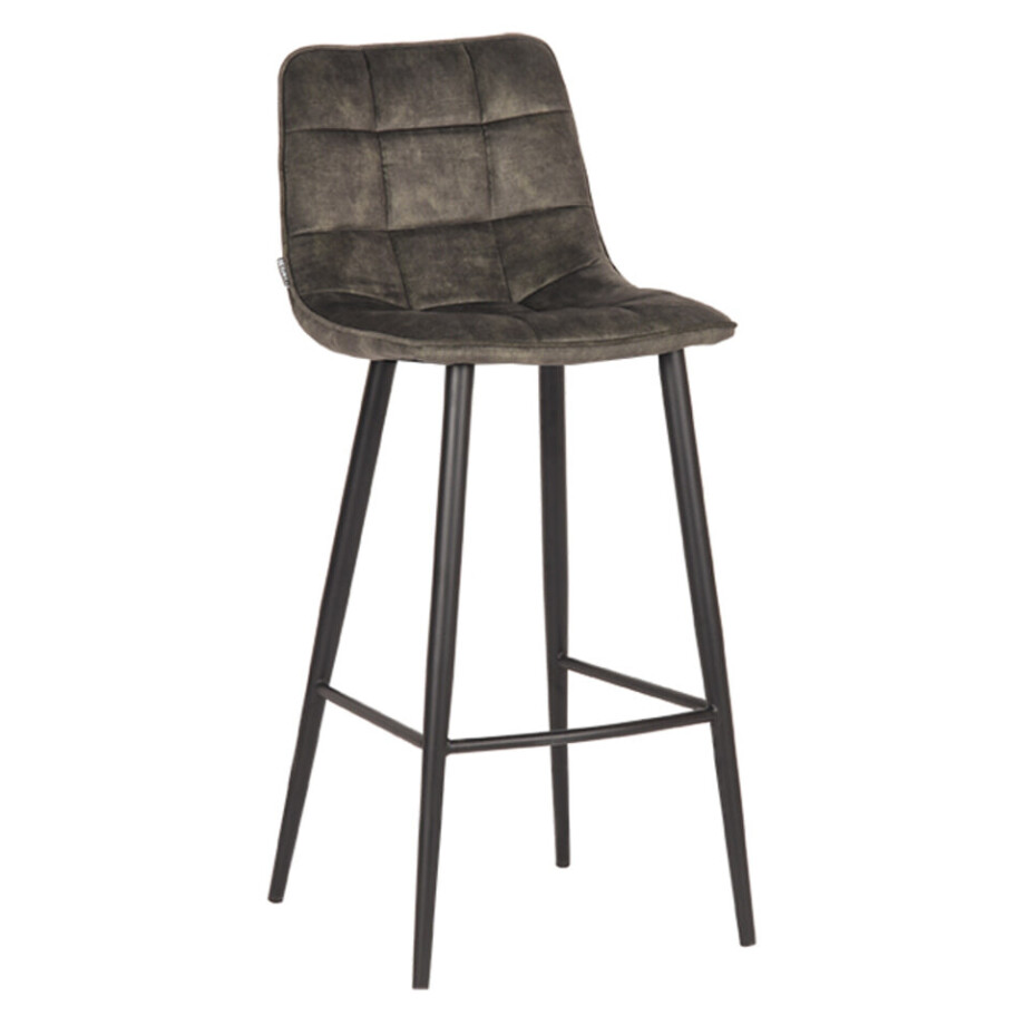 LABEL51 Barkruk 'Jelt' Velvet, kleur Groen (zithoogte 78cm) afbeelding 1