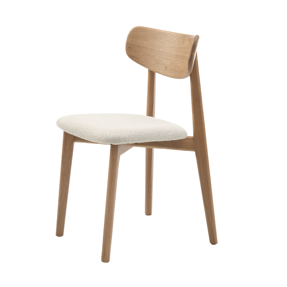 Eline eetkamerstoel bouclé wit Eline eetkamerstoel bouclé wit afbeelding 1