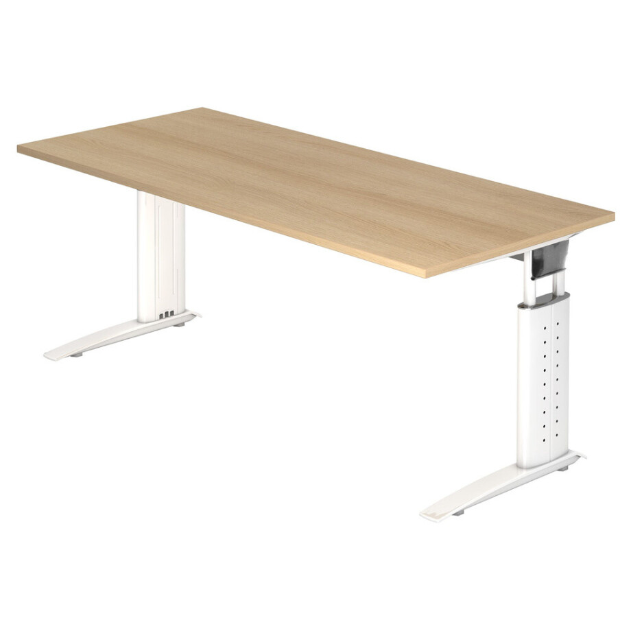 UNDA 19 W | Bureau - 180 x 80 Tafelhoogte I In hoogte verstelbaar Eiken/Wit afbeelding 1