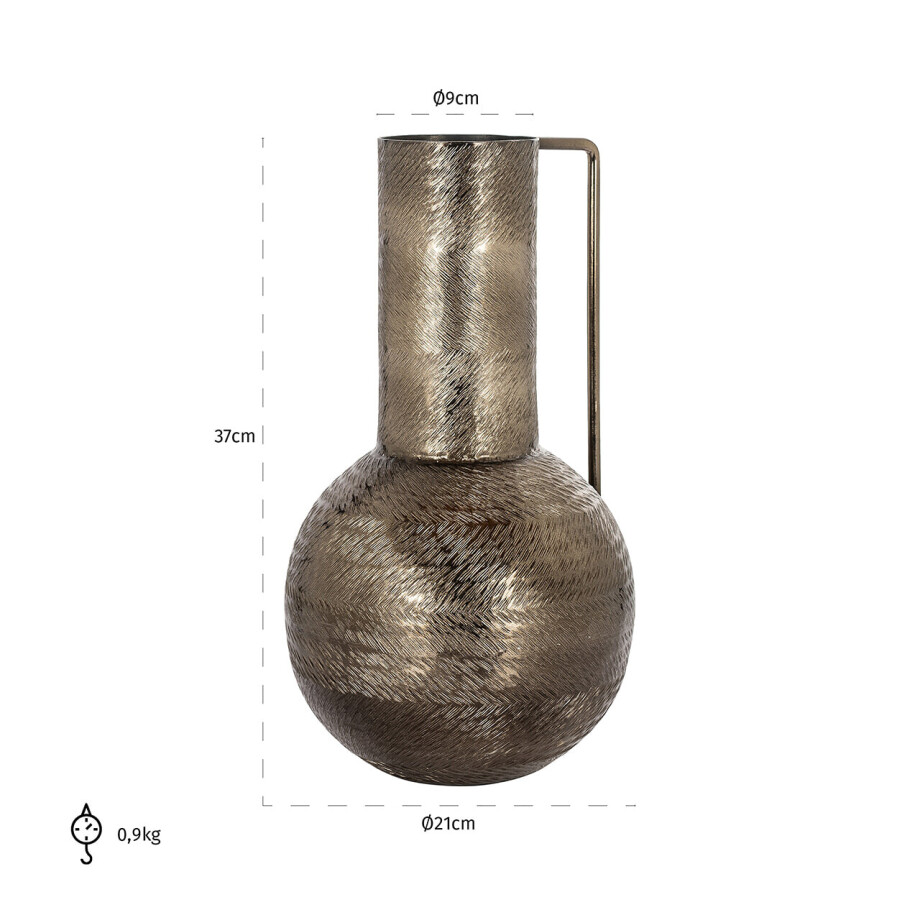 Richmond Vaas 'Leia' 37cm hoog, kleur Rookzwart Richmond Vaas 'Leia' 37cm hoog, kleur Rookzwart afbeelding