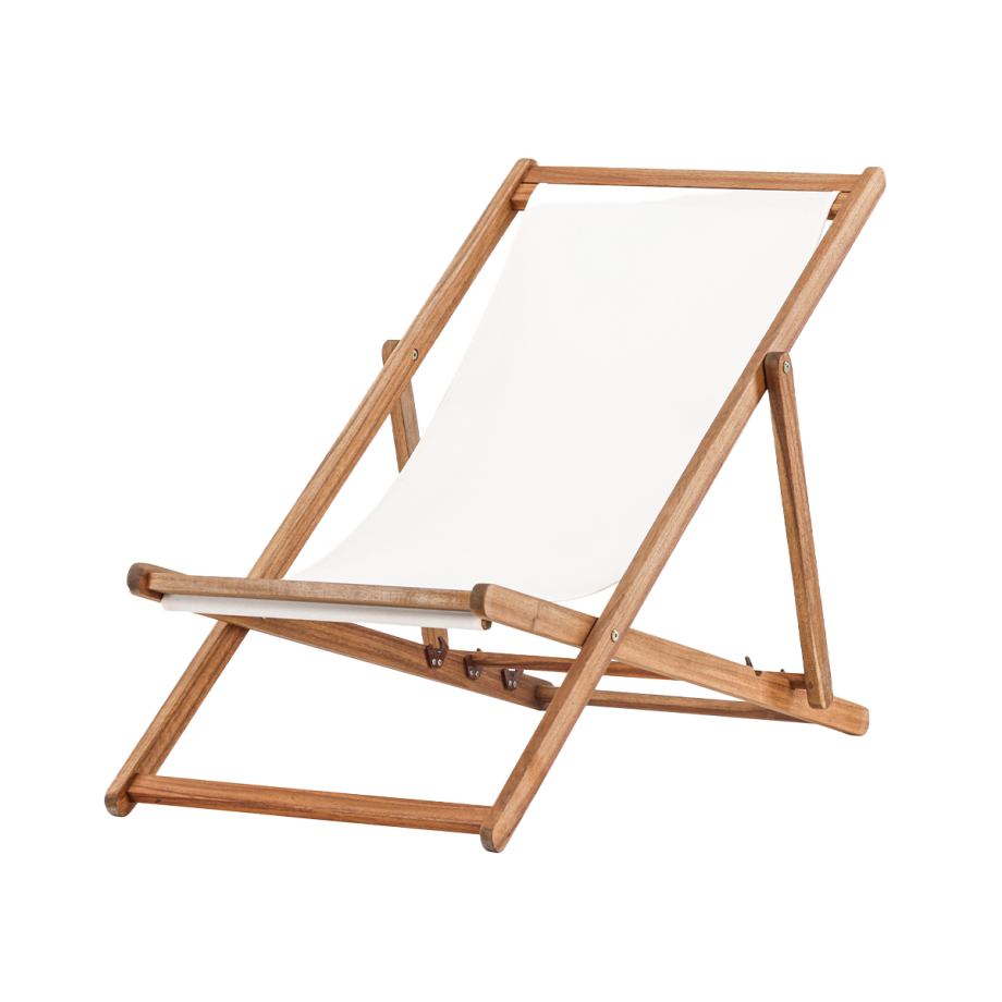 Eileen houten strandstoel naturel met witte zitting afbeelding 1