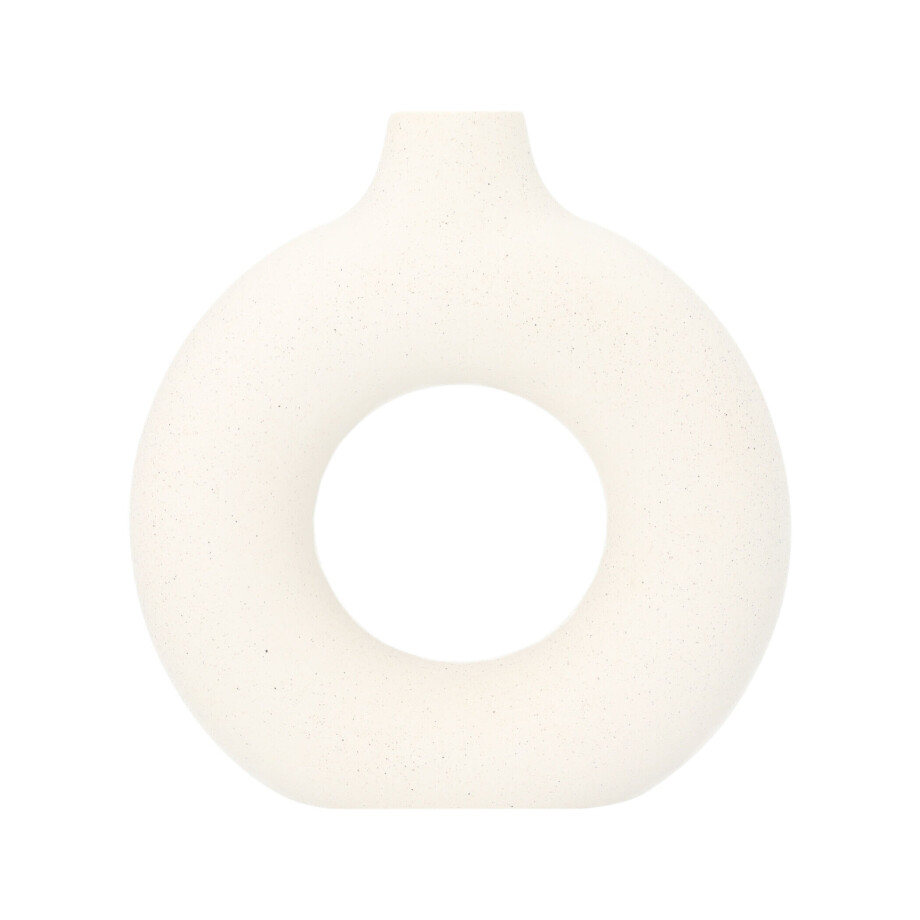 QUVIO Donutvaas - Rond - Keramiek - Gebroken wit - S QUVIO Donutvaas - Rond - Keramiek - Gebroken wit - S afbeelding 1