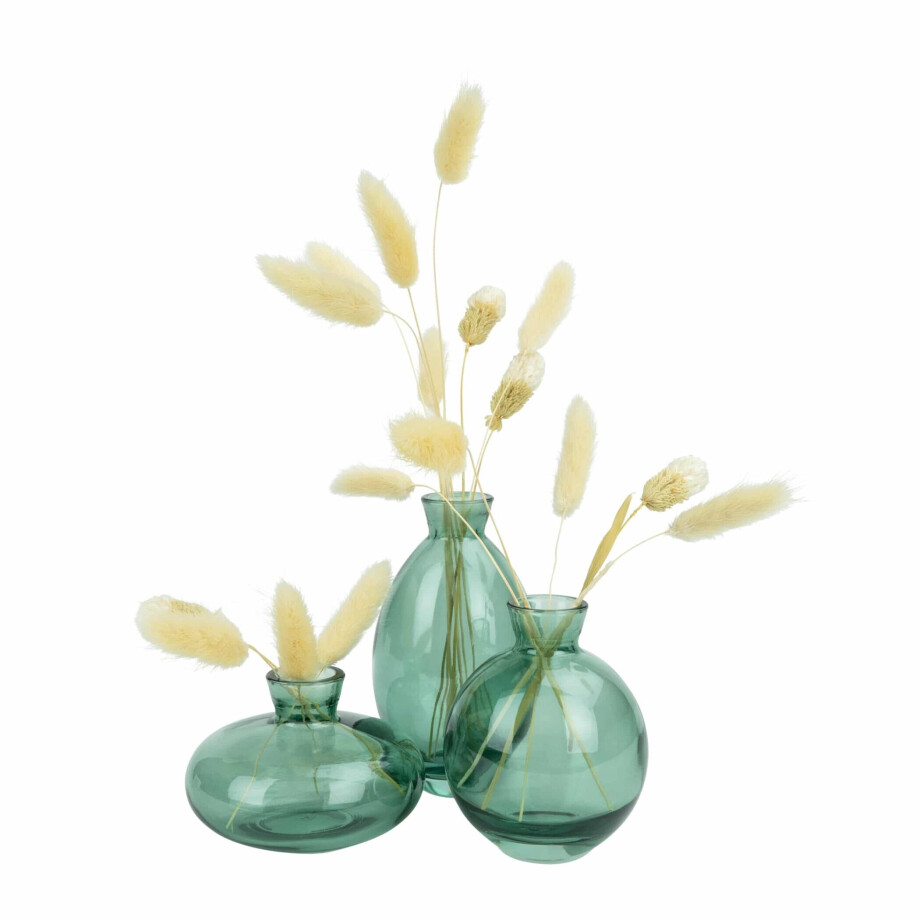 QUVIO Vazen set van 3 - Glas - Transparant groen QUVIO Vazen set van 3 - Glas - Transparant groen afbeelding 1