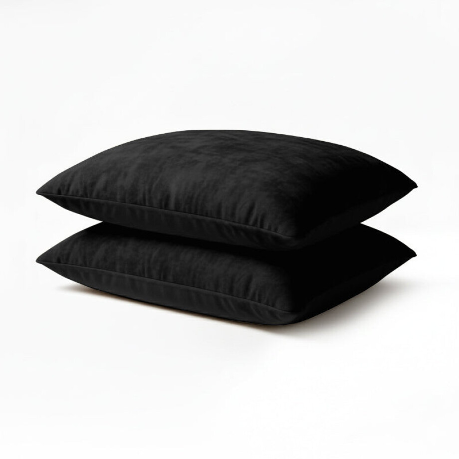 2-PACK Velvet Kussensloop - Zwart - Zydante - 60x70 Cm - Microvezel Velvet - Dekbed-Discounter.nl afbeelding 1
