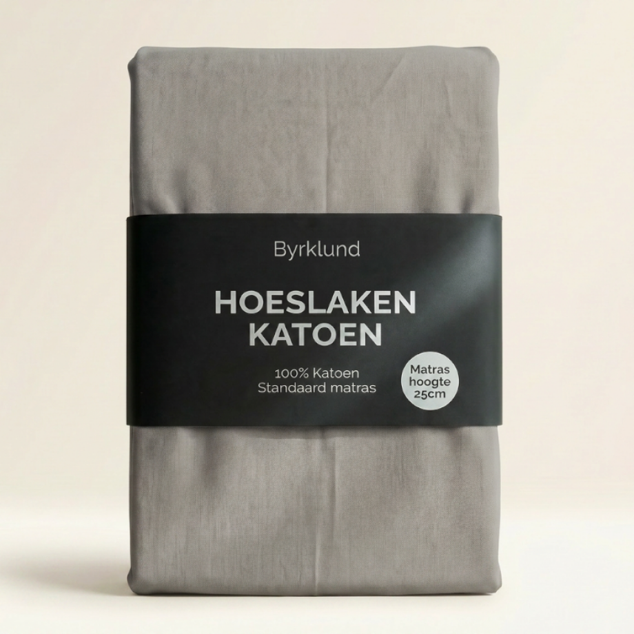Hoeslaken Katoen - Lichtgrijs - 90x200cm - Lichtgrijs - Byrklund - Dekbed-Discounter.nl afbeelding 