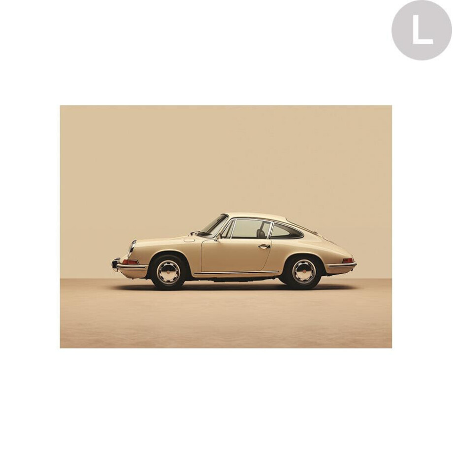 Urban Cotton Wandkleed 'Vintage Porsche Beige' in zwart frame, Large, 145 x 190cm afbeelding 