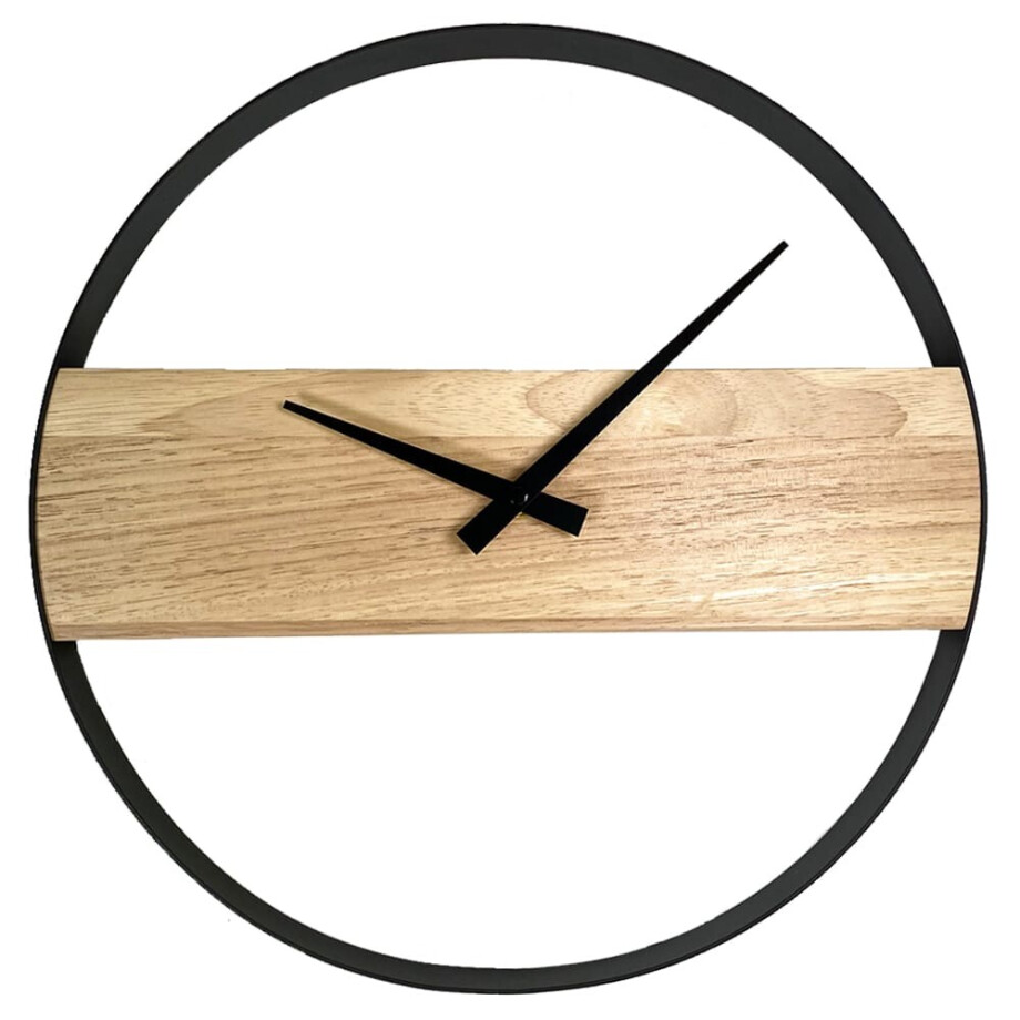 QUVIO Wandklok modern - Staal en hout - Diameter 36 cm QUVIO Wandklok modern - Staal en hout - Diameter 36 cm afbeelding 1