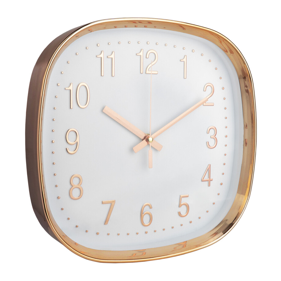 QUVIO Wandklok - Glas / Kunststof - Roségoud en Wit - Diameter 29,5 cm afbeelding 1