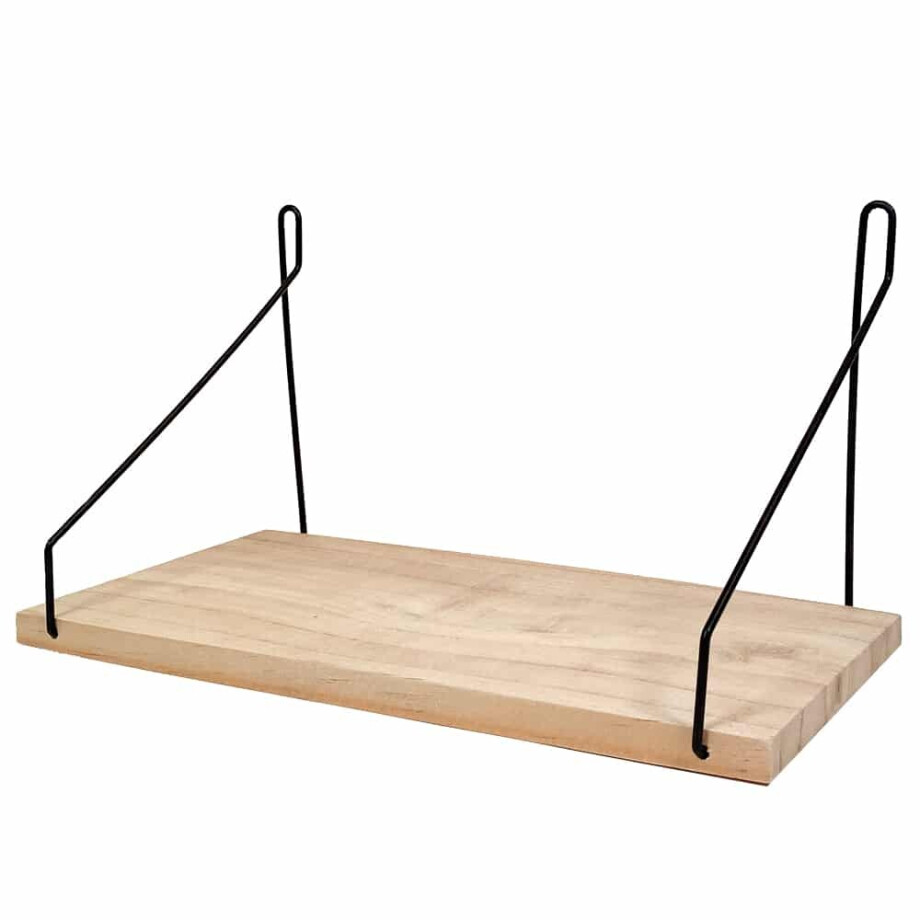 QUVIO Wandplank - Hout en staal - 14,5 x 30 x 17 cm afbeelding 1