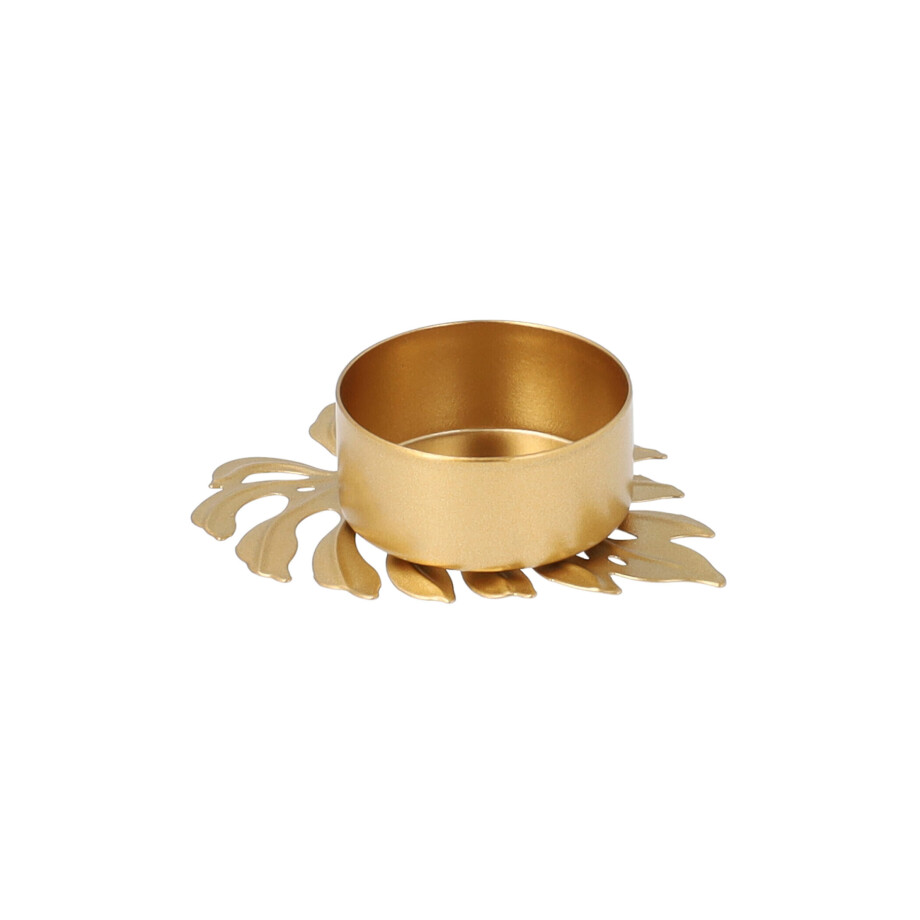 QUVIO Waxinelichthouder - Blad - 8 x 6 x 2 cm - Goud afbeelding 1