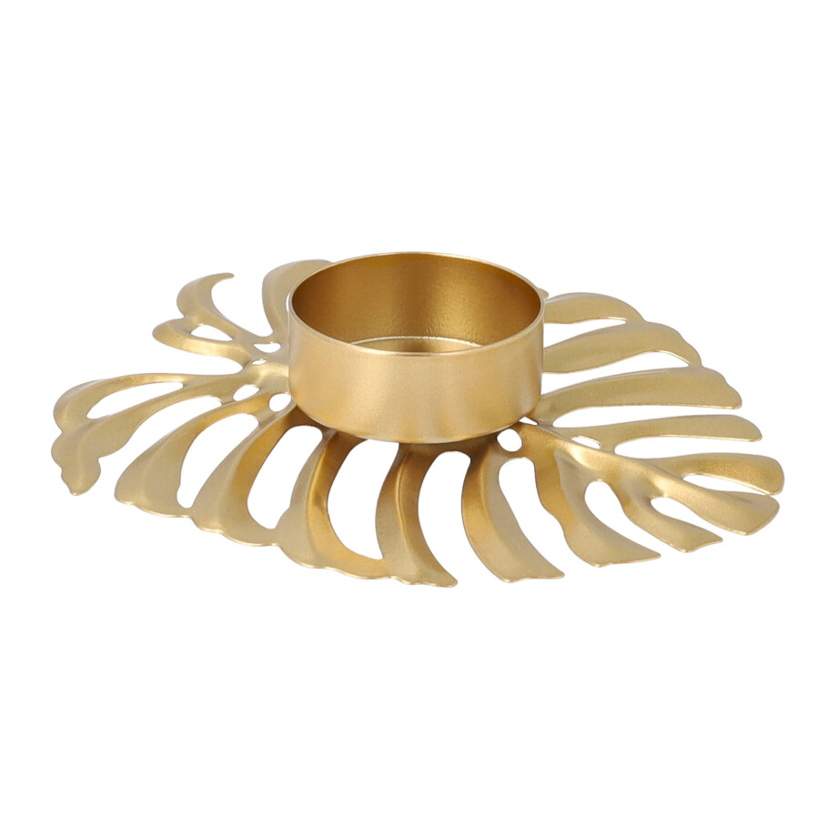 QUVIO Waxinelichthouder - Blad - 13 x 10 x 2 cm - Goud QUVIO Waxinelichthouder - Blad - 13 x 10 x 2 cm - Goud afbeelding 1