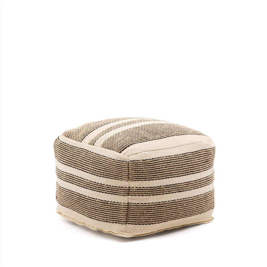 Kave Home Poef 'Aylin' Katoen en jute, kleur Beige Kave Home Poef 'Aylin' Katoen en jute, kleur Beige afbeelding 1