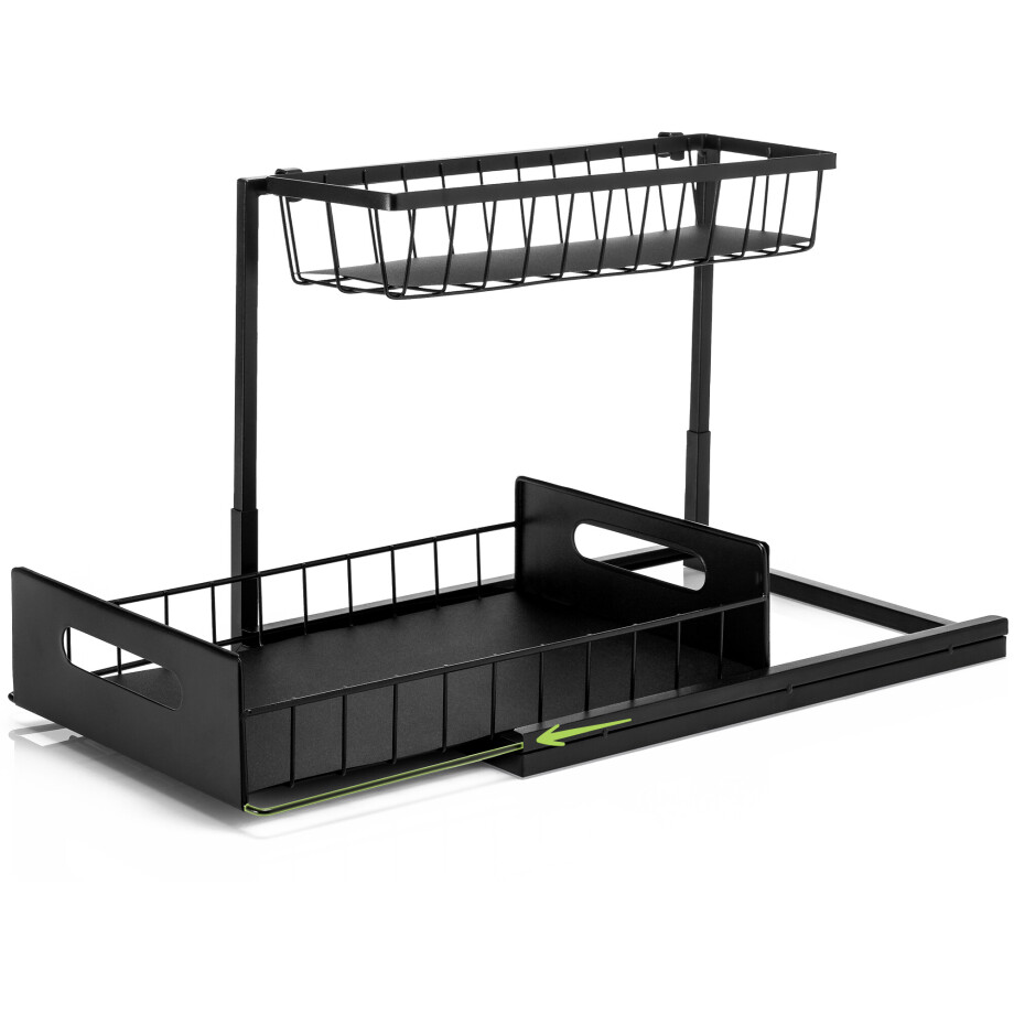 XIVADA Gootsteenkast organizer - Staal - Uitschuifbaar - Zwart afbeelding 1