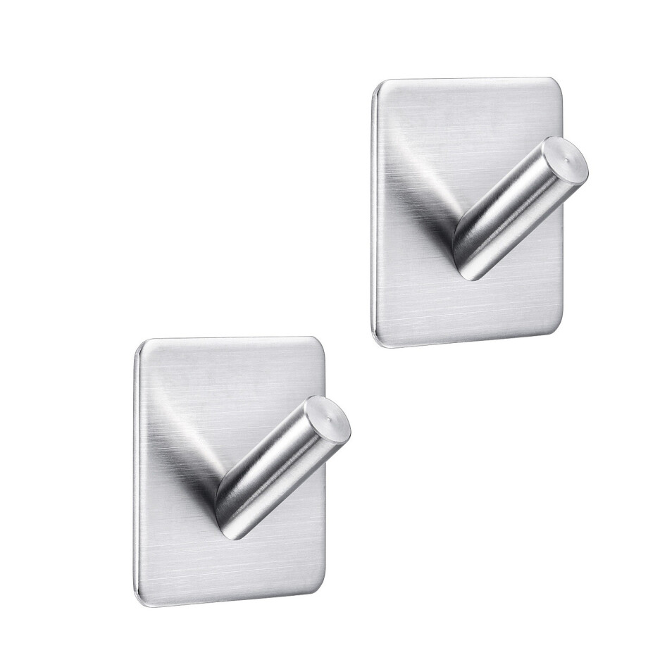 XIVADA Handdoekhaakjes Paza - Zelfklevend - Rvs - Zilver - Set van 2 XIVADA Handdoekhaakjes Paza - Zelfklevend - Rvs - Zilver - Set van 2 afbeelding 1