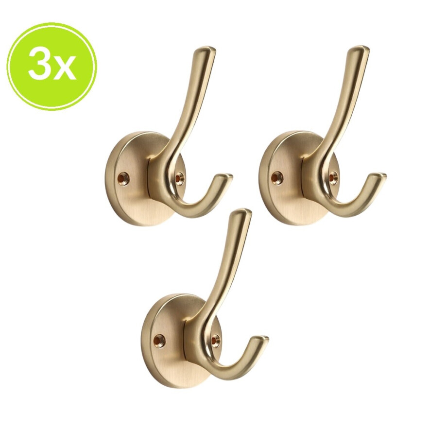 XIVADA Kapstokhaak Zena - Inclusief schroefset - Goud - Set van 3 afbeelding 1