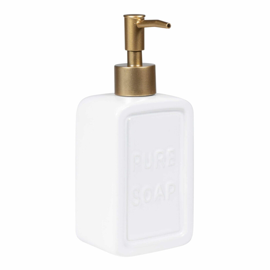 QUVIO Zeepdispenser - 470 ml - Wit met goud afbeelding 1