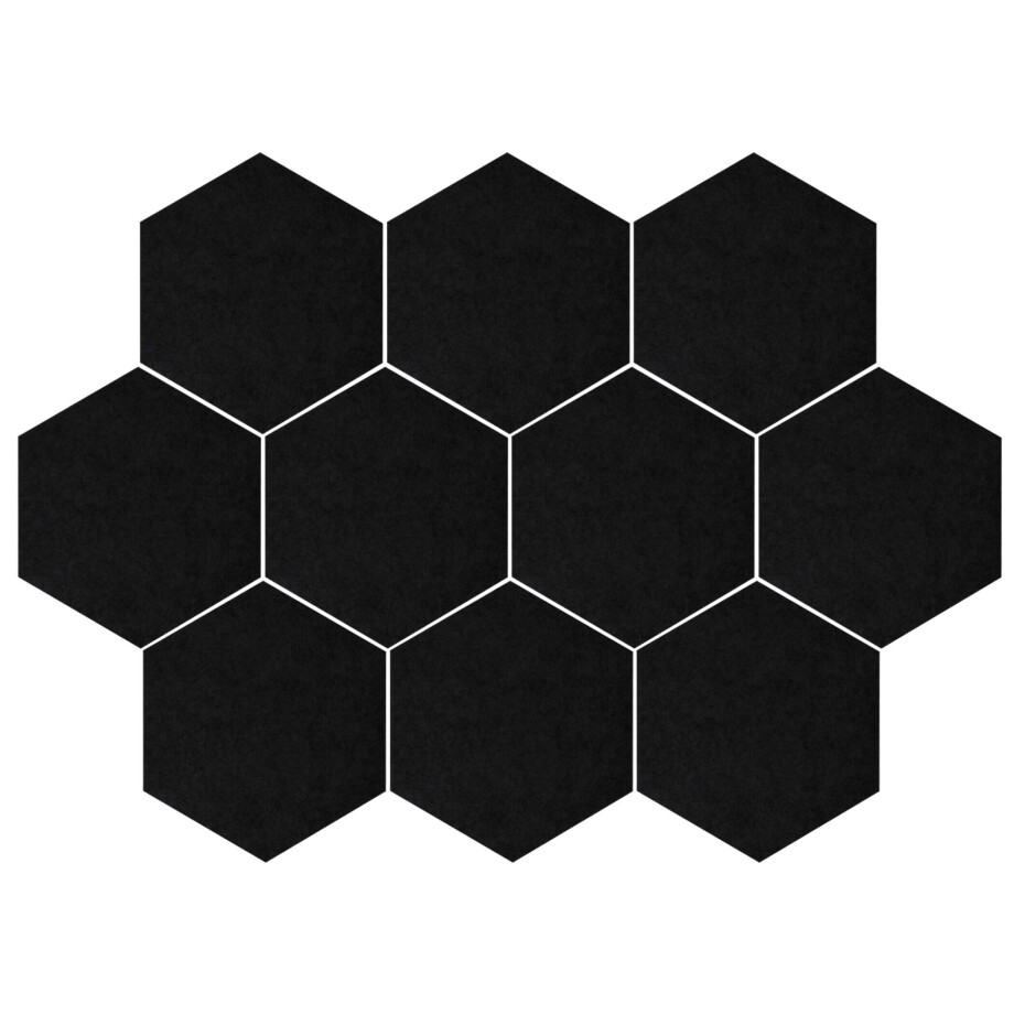 QUVIO Memobord - Hexagon Bulletin board - Set van 10 - Zwart afbeelding 1