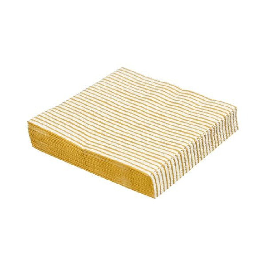 Servetten, papier, gele streep, 33 x 33 cm afbeelding 1