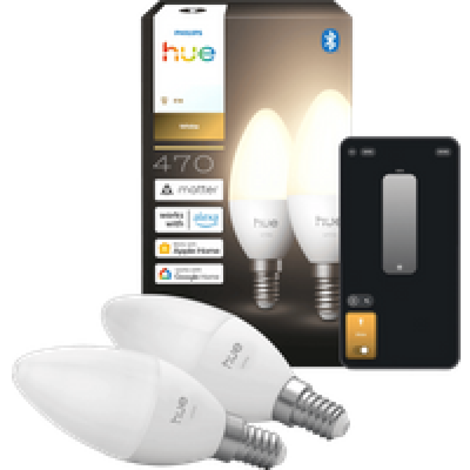 Philips Hue Kaarslamp White E14 Duo Pack Philips Hue Kaarslamp White E14 Duo Pack afbeelding