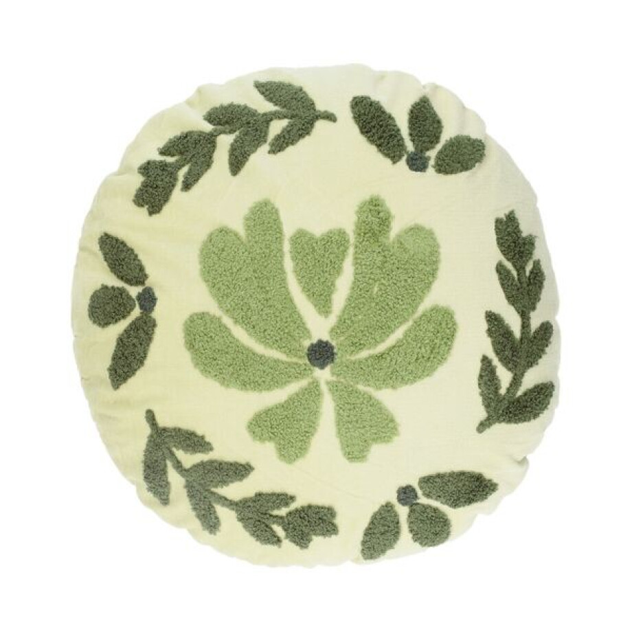 Velours kussen, bio-katoen, rond,Ø 40 cm, groen afbeelding 1