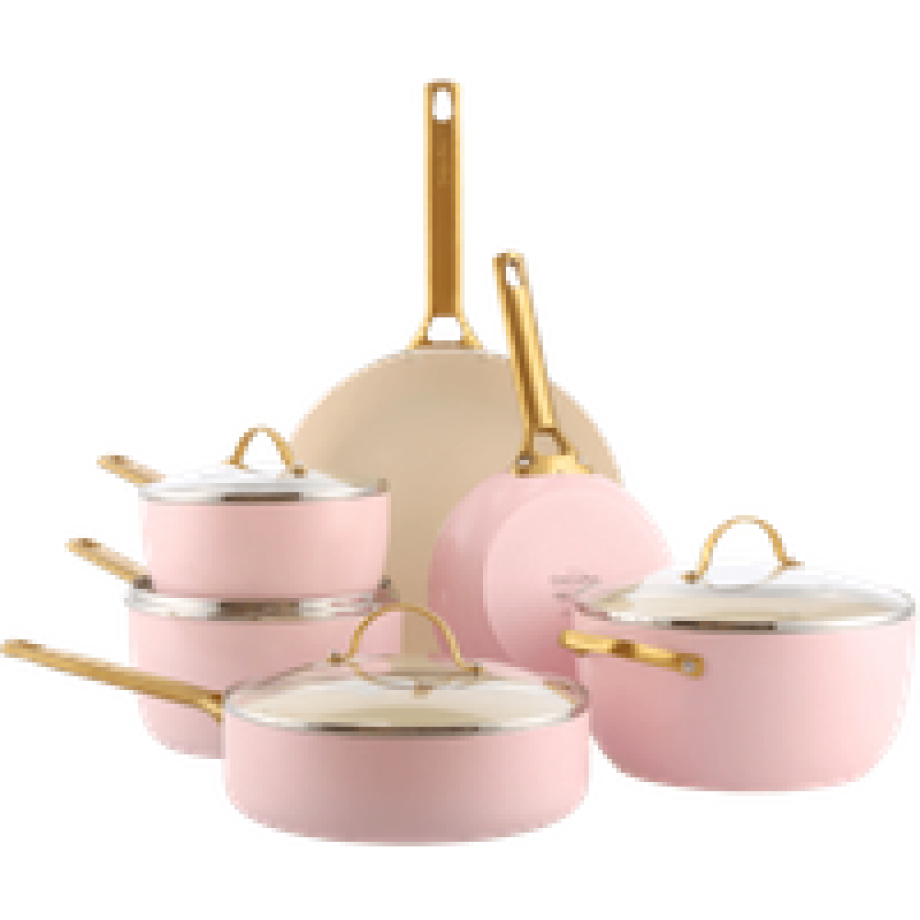 GreenPan Padova Reserve Pannenset 10-delig Blush Pink GreenPan Padova Reserve Pannenset 10-delig Blush Pink afbeelding