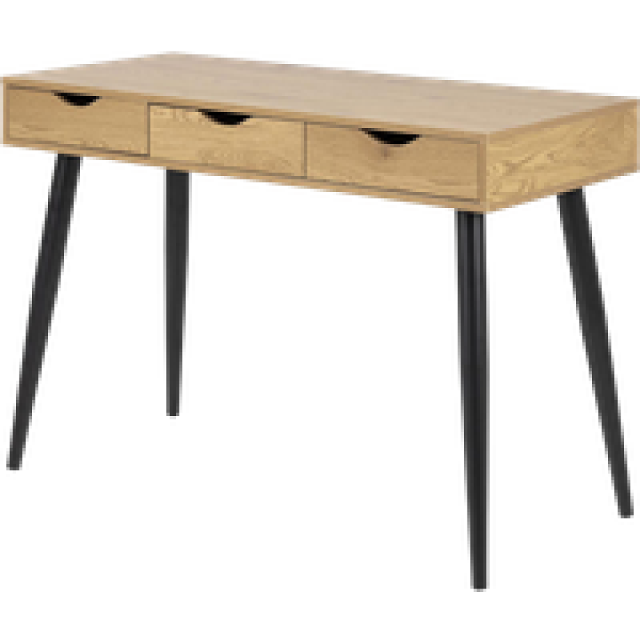 Keet houten bureau naturel - met 3 lades - 110 x 50 cm afbeelding 1