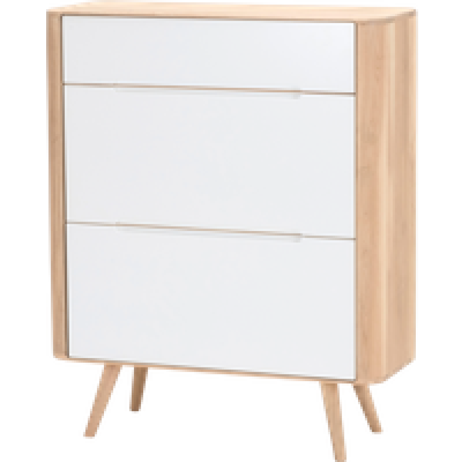 Ena shoe cabinet houten schoenenkast whitewash - 90 x 110 cm afbeelding 1