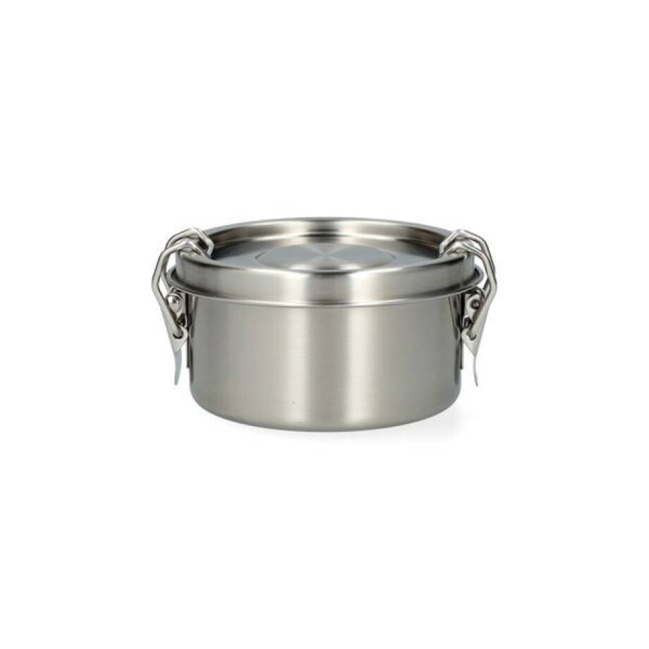 Lunchbox met siliconen ring, RVS, rond, Ø10 cm, 300 ml Lunchbox met siliconen ring, RVS, rond, Ø10 cm, 300 ml afbeelding