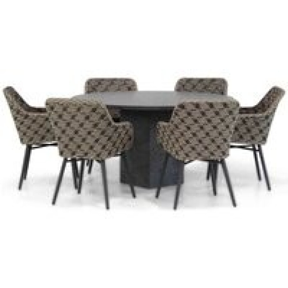 Lifestyle Crossway/Graniet 140 cm rond dining tuinset 7-delig afbeelding 1