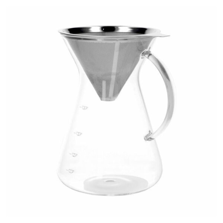 Koffiekan + filter, 600 ml, glas en rvs afbeelding 