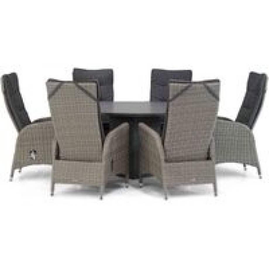 Garden Collections Lincoln/Graniet 140 cm rond dining tuinset 7-delig Garden Collections Lincoln/Graniet 140 cm rond dining tuinset 7-delig afbeelding 1